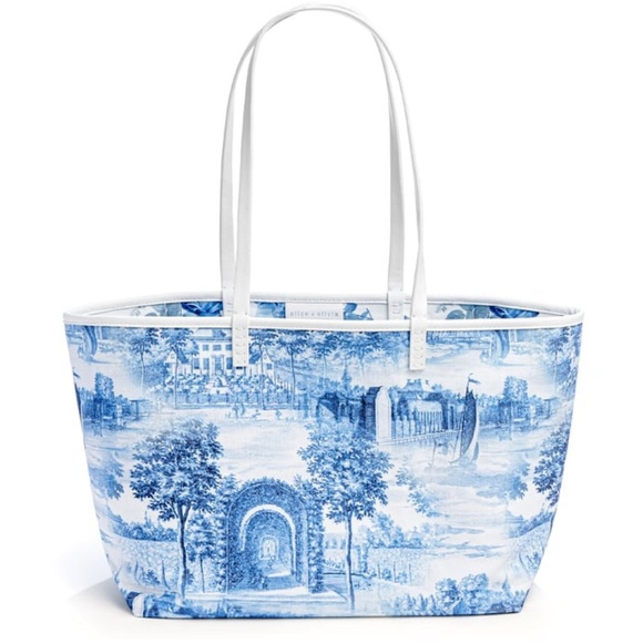 NWT Alice + Olivia BLAIRE REVERSIBLE TOTE Bag Chateau Blue Floral